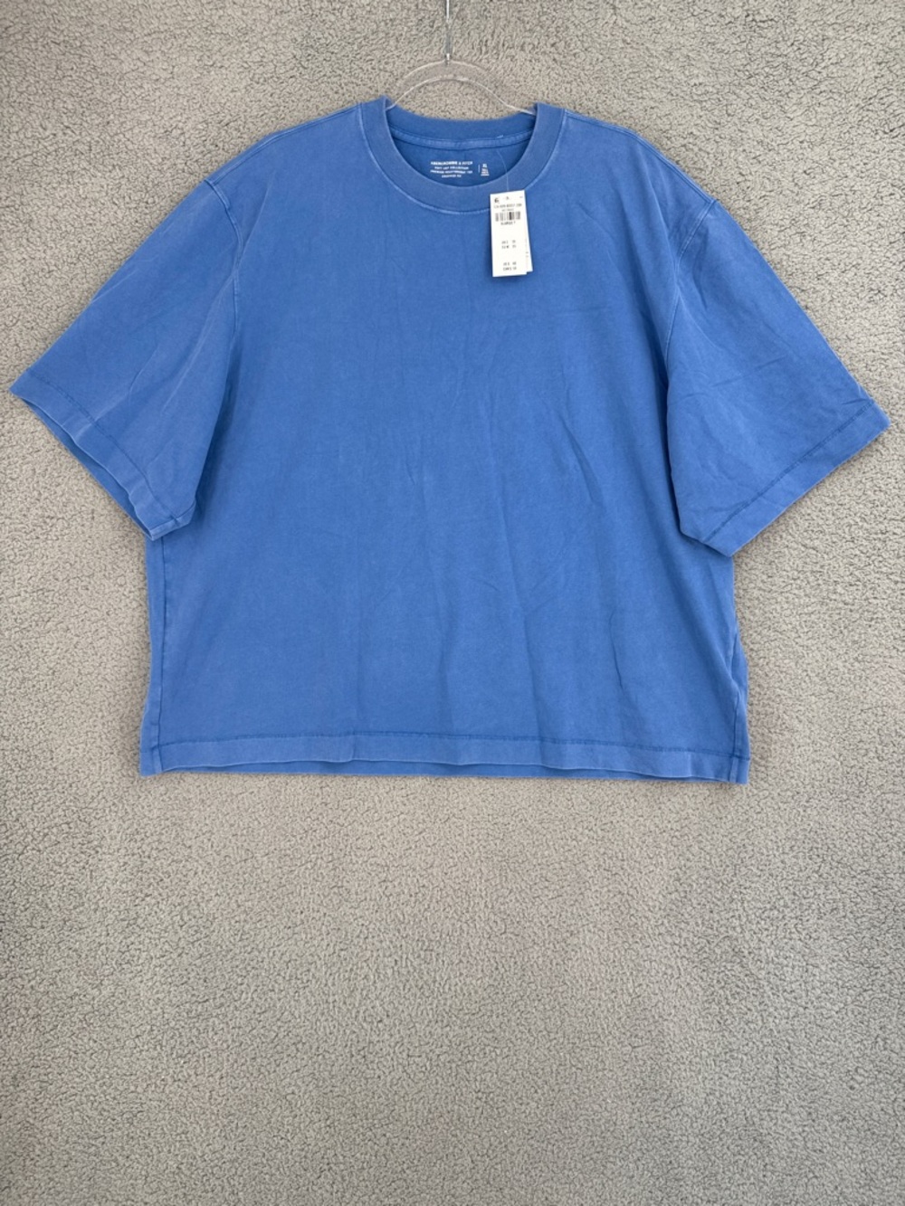 Abercrombie & Fitch Soft Collection premium heavyweight cropped t-shirt Blue XLT
